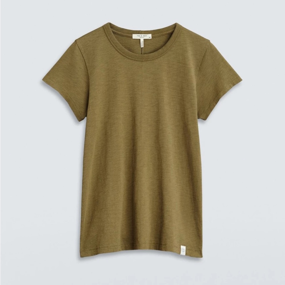 Rag & Bone The Slub Tee with Pima Cotton in Olive- S